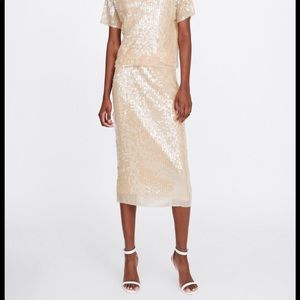 Zara NWT sequin midi pencil skirt
